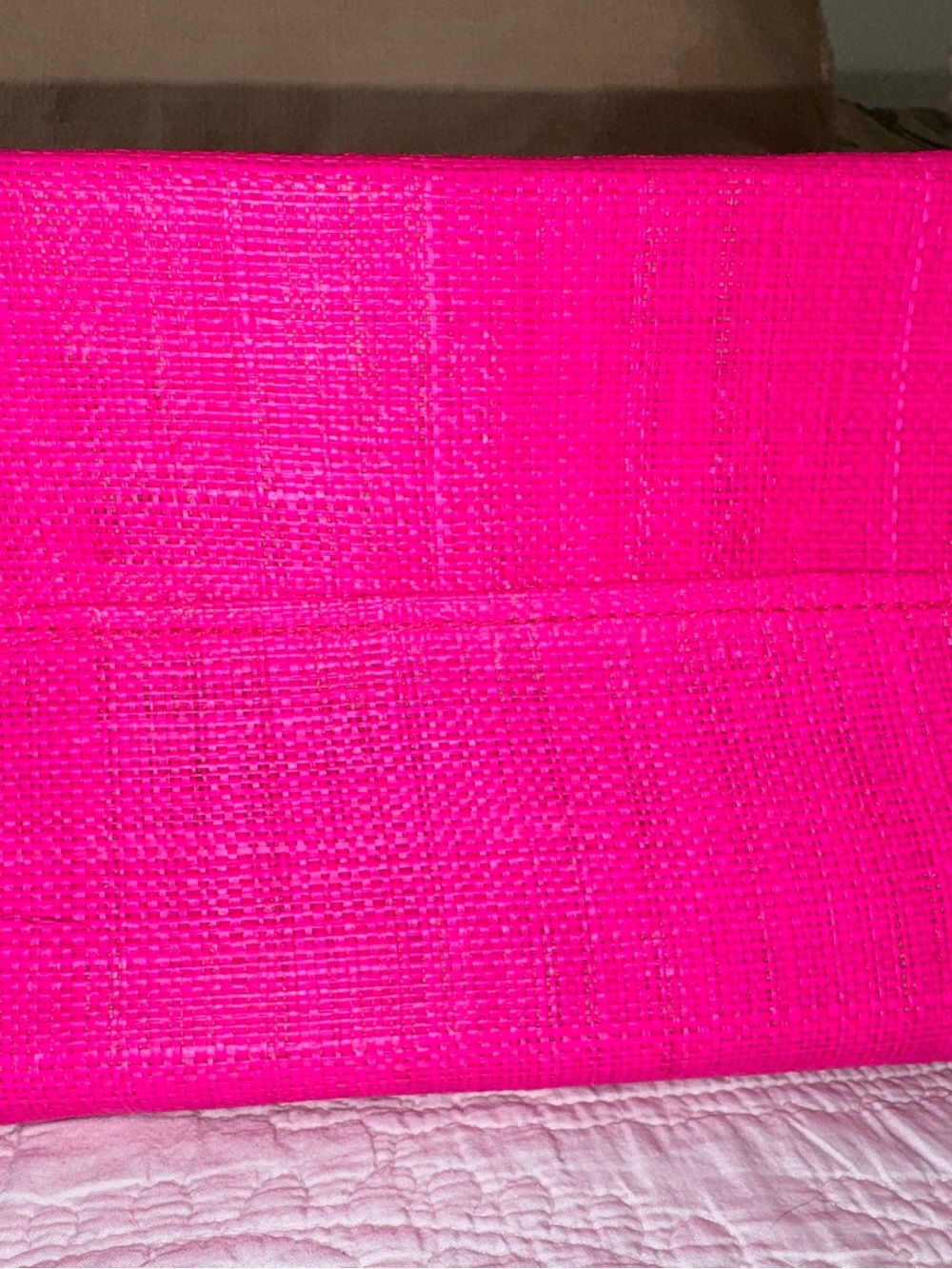 Lilly Pulitzer for Target Hot Pink Straw Tote with Brown Handles & Green Scarf - Picture 5 of 7